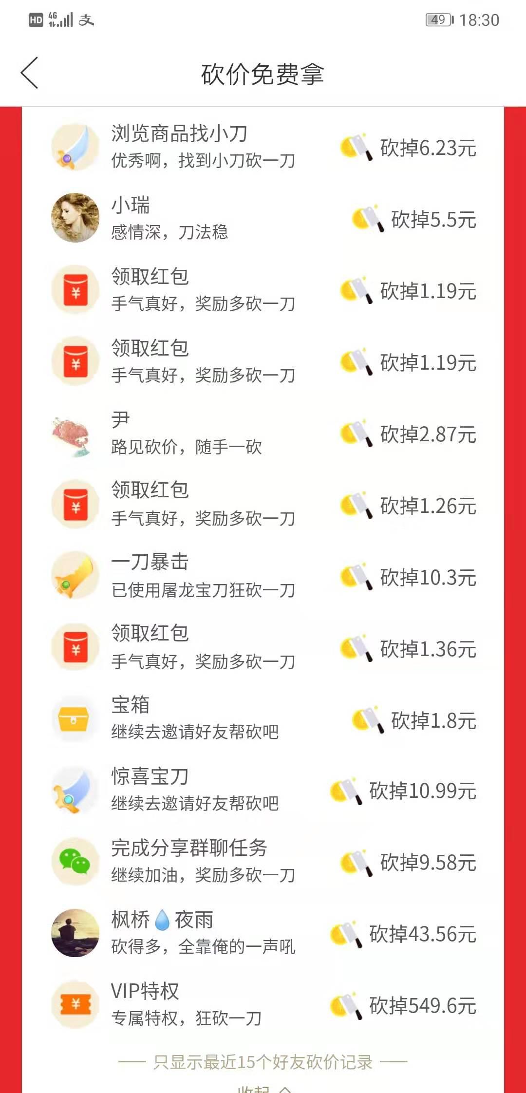 手机用户152****2121的砍价任务 验收样图1